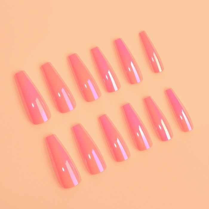 Накладные ногти &laquo;Перламутр&raquo;, 12 шт, с клеевыми пластинами, форма балерина, розовые