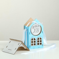 Коробка деревянная, 13.5×11.5×21 см "ХВ", подарочная упаковка, голубой Коробка деревянная, 13.5×11.5×21 см "ХВ", подарочная упаковка, голубой