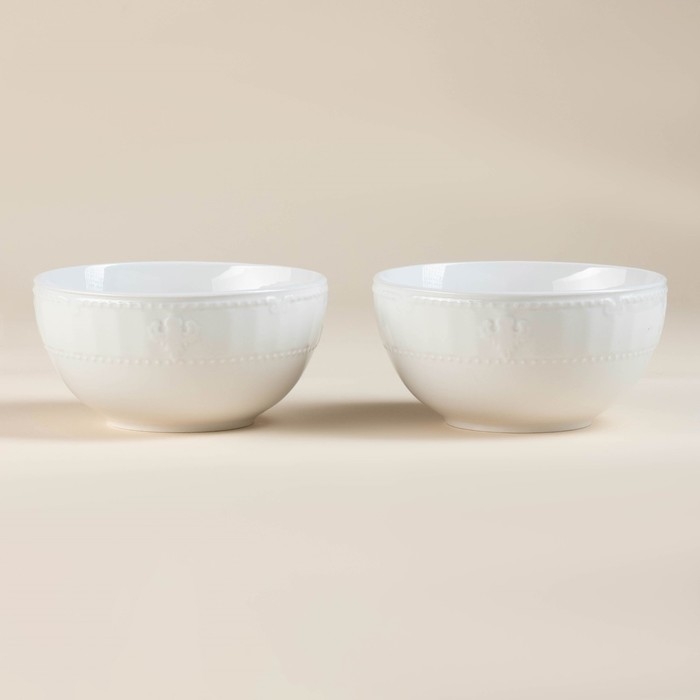 Набор салатников фарфоровых SL Home &laquo;Винтаж фрэнч&raquo;, 800 мл, d=15 см, цвет белый