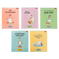 Тетрадь 48 листов в клетку "Гусь-веселюсь №1", обложка мелованный картон, скругленные углы, 5В, МИКС