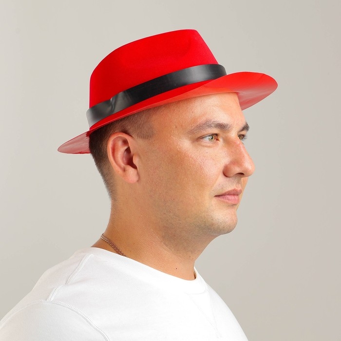 Карнавальная шляпа, с кантом, красная Карнавальная шляпа, с кантом, красная