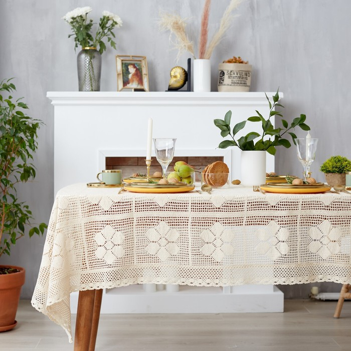 Скатерть Этель "Ажур" 130х180&plusmn;5 см, 100% п/э