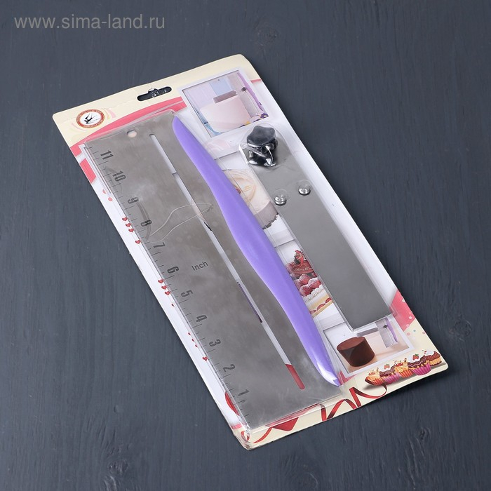 Шпатель кондитерский с размерной линейкой KONFINETTA, 2 части, 31&times;23&times;3 см, цвет фиолетовый