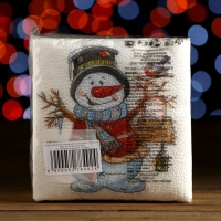 Новый год. Салфетки бумажные Гармония цвета многоцветие "Снеговичок", 24*24 см 100 листов