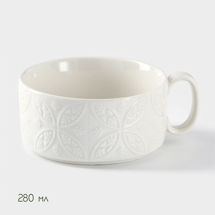 Набор фарфоровый чайный BellaTenero &laquo;Орнамент&raquo;, 3 предмета: чайник 400 мл, кружка 280 мл, бамбуковая подставка, цвет белый