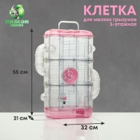 Клетка для грызунов с туннелем и наполнением, 32 х 21 х 55, см, розовая Клетка для грызунов с туннелем и наполнением, 32 х 21 х 55, см, розовая