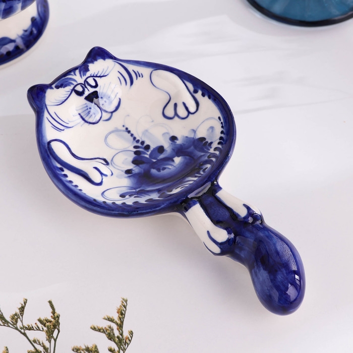 Подложка Подложка "Кот", гжель, фарфор, 17 см