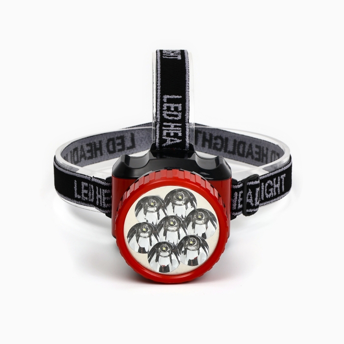 Фонарь налобный аккумуляторный, 9 х 7 см, красный Фонарь налобный аккумуляторный, 9 х 7 см, красный