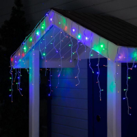 Гирлянда &laquo;Бахрома&raquo; 3 &times; 0.6 м, IP44, УМС, белая нить, 160 LED, свечение мульти, 220 В