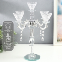 Подсвечник стекло на 5 свечей "Канделябр с хрусталиками" бисер в ножке 32х32х39,5 см Подсвечник стекло на 5 свечей "Канделябр с хрусталиками" бисер в ножке 32х32х39,5 см