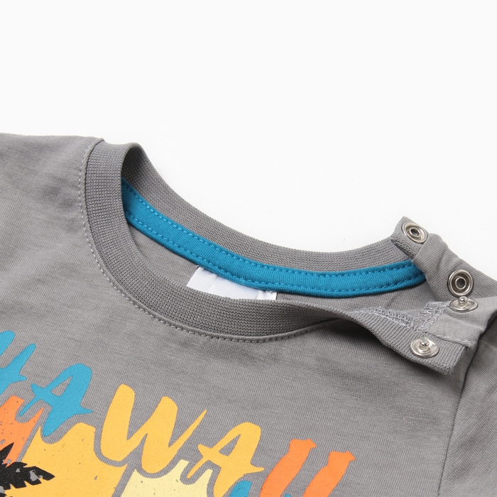 Комплект для мальчика (футболка/шорты), цвет серый/морской, рост 80 см