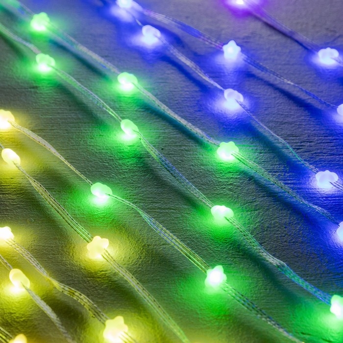 Умная гирлянда &laquo;Нить&raquo; 5 м роса с насадками &laquo;Звёздочки&raquo;, IP20, серебристая нить, 50 LED, пульт ДУ, приложение, свечение RGB, USB