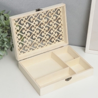 Шкатулка для росписи дерево с делениями "Узор из сердец" 5,5х22,5х17 см Шкатулка для росписи дерево с делениями "Узор из сердец" 5,5х22,5х17 см