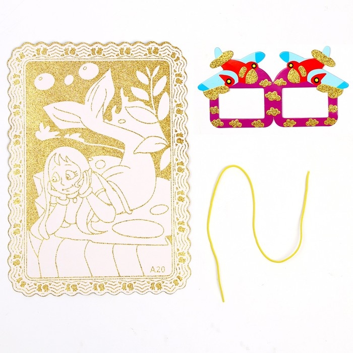 Набор для творчества: аппликация EVA крошкой и раскраска + маска на резинке &laquo;Живоные&raquo;