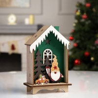 Светодиодная фигура &laquo;Зелёная хижина&raquo; 12 &times; 18 &times; 5.5 см, дерево, батарейки LR1130х3 (в комплекте), свечение тёплое белое