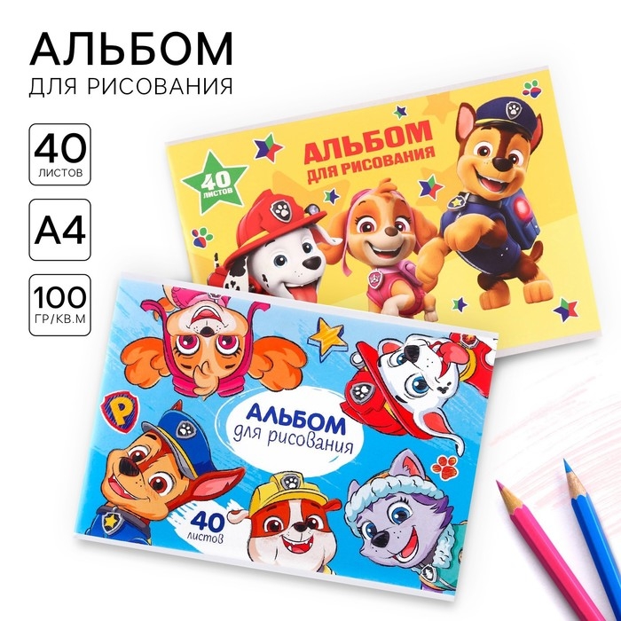 Набор альбомов для рисования на скрепке 40 листов, 2 штуки, Paw Patrol Набор альбомов для рисования на скрепке 40 листов, 2 штуки, Paw Patrol