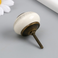 Ручка для шкатулки керамика, металл "Геометрический узор" бело-серая 4,1х4,1х6 см Ручка для шкатулки керамика, металл "Геометрический узор" бело-серая 4,1х4,1х6 см