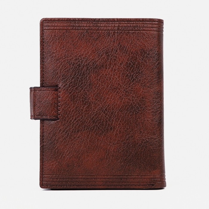 Портмоне мужское на кнопке, 3 в 1, для автодокументов, паспорта, карт, купюр, цвет коричневый Портмоне мужское на кнопке, 3 в 1, для автодокументов, паспорта, карт, купюр, цвет коричневый