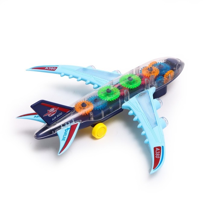 Самолет «Шестерёнки», свет и звук, работает от батареек Самолет «Шестерёнки», свет и звук, работает от батареек