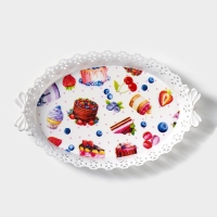 Поднос овальный Доляна &laquo;Пастораль&raquo;, 36&times;22&times;5 см, цвет МИКС