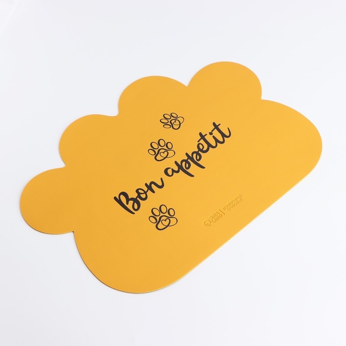 Коврик под миску форменный &laquo;Лапка&raquo;, 39 х 30 см, желтый