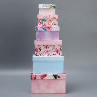 Набор коробок 6 в 1, упаковка подарочная, «Цветы», 10.2 х 10.2 х 6 - 20 х 20 х 11 см Набор коробок 6 в 1, упаковка подарочная, «Цветы», 10.2 х 10.2 х 6 - 20 х 20 х 11 см