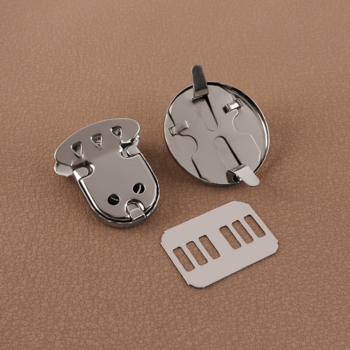 Застёжка для сумки, 3 &times; 3 см, цвет серебряный