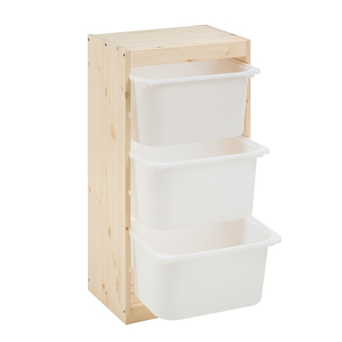 Стеллаж TROFAST-1, с контейнерами, вертикальный, Массив сосны