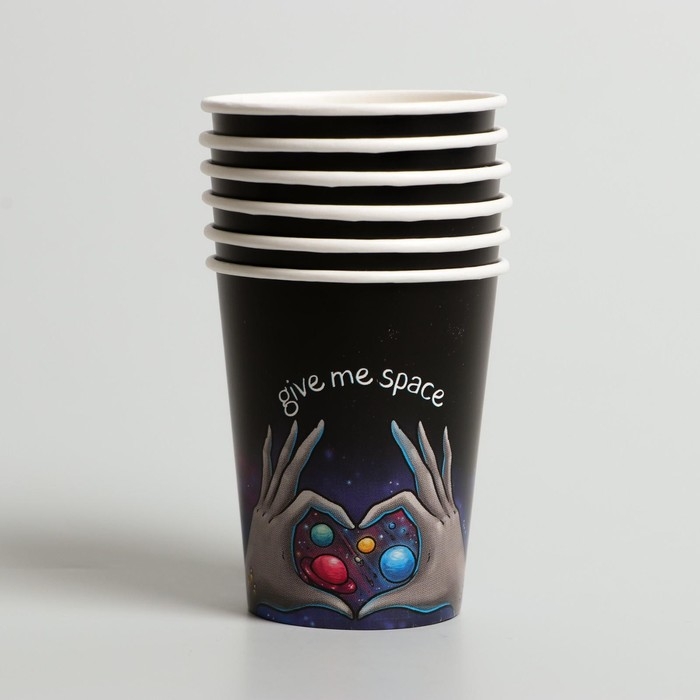 Набор бумажной посуды одноразовый Космического дня рождения&raquo;, 6 тарелок, 6 стаканов, 1 гирлянда