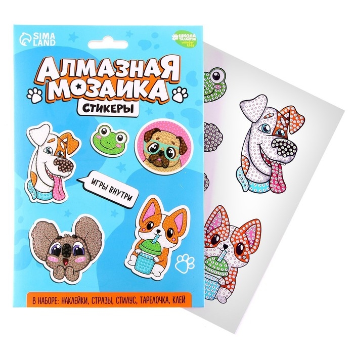 Алмазная мозаика-стикер с частичным заполнением для детей «Веселые животные» Алмазная мозаика-стикер с частичным заполнением для детей «Веселые животные»