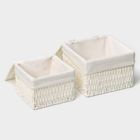Набор интерьерных корзин ручной работы с крышкой LaDо́m, 2 шт, размер: 20&times;20&times;15 см, 25&times;25&times;18 см