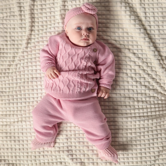 Комплект вязаный Крошка Я "Cute" рост 80-86 см, цвет розовый
