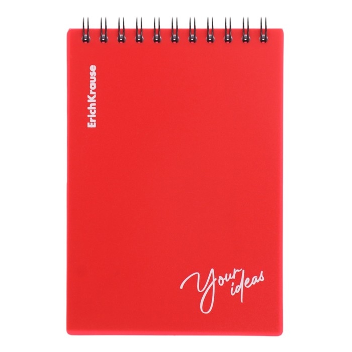 Блокнот на спирали A6 80 листов, клетка, ErichKrause Блокнот на спирали A6 80 листов, клетка, ErichKrause "Words" пластиковая обложка шелкография, блок офсет белизна 100%, красный