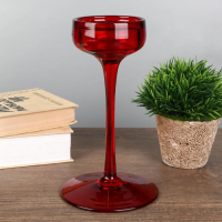 Подсвечник стекло "Бокал-креманка" красный набор 3 шт h- 20, 23, 26х8х8 см Подсвечник стекло "Бокал-креманка" красный набор 3 шт h- 20, 23, 26х8х8 см