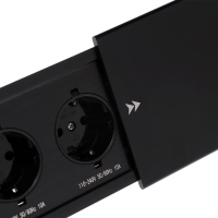 Блок розеточный в стол, сдвижная крышка, 10А, 3 розетки, провод 1.8 м, черный Блок розеточный в стол, сдвижная крышка, 10А, 3 розетки, провод 1.8 м, черный