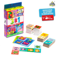 Настольная игра &laquo;3 в 1&raquo; мемо, лото, домино, 2-4 игрока, 3+