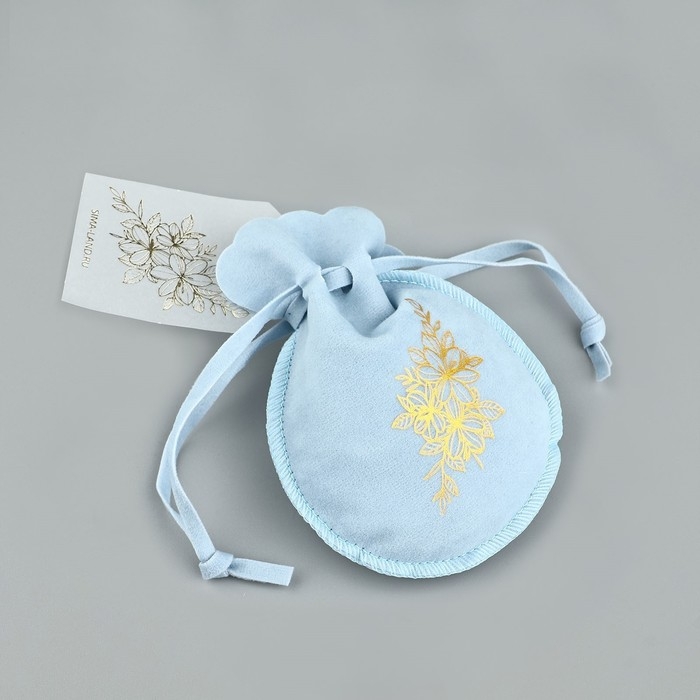 Мешок замшевый  &laquo;Цветы&raquo;, синий, тиснение, 9 &times; 12 см