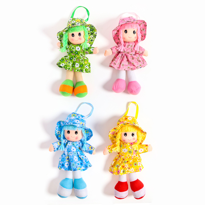Мягкая игрушка «Кукла», в ситцевом платье, с хвостиками, цвета МИКС Мягкая игрушка «Кукла», в ситцевом платье, с хвостиками, цвета МИКС