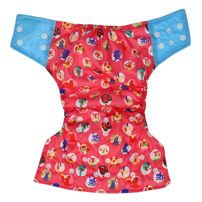 Многоразовый подгузник &laquo;Веселые зверята&raquo;, 3-15 кг, цвет красный, Крошка Я