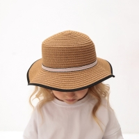 Шляпа для девочки MINAKU "Леди", размер 52-54, цвет бежевый Шляпа для девочки MINAKU "Леди", размер 52-54, цвет бежевый