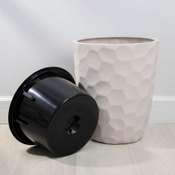 Кашпо для цветов со вставкой &laquo;Мозаика&raquo;, 19,5 л (9 л), цвет кремовый