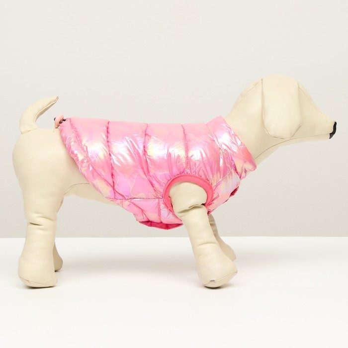 Куртка для собак двухсторонняя с утяжкой,  размер 8 (ДС 23 см, ОГ 30, ОШ22 см), розовая