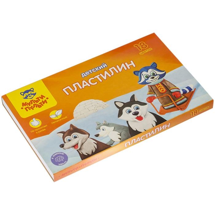 Пластилин 18 цветов 270 гр Мульти-Пульти Пластилин 18 цветов 270 гр Мульти-Пульти "Енот на Аляске" со стеком 236491