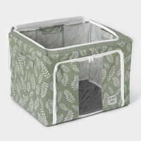 Кофр для хранения вещей Доляна Leaves, 50&times;40&times;33 см, 66 литра, цвет зелёный