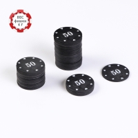 Фишки для покера, набор 50 штук, с номиналом №50, однотонные, фишка 4 г, черные Фишки для покера, набор 50 штук, с номиналом №50, однотонные, фишка 4 г, черные