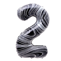 Шар фольгированный 40" &laquo;Цифра 2&raquo;, чёрный мрамор