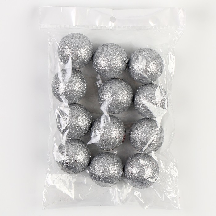 Новый год! Фигурка для поделок и декора &laquo;Шарик&raquo;, набор 12 шт., размер 1 шт. &mdash; 4 см, цвет серебряный