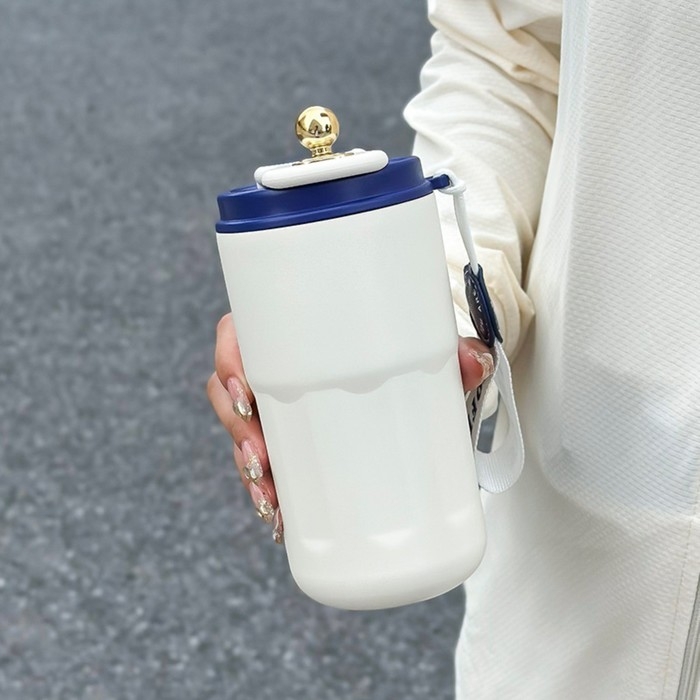 Термокружка, 450 мл, Coffee Термокружка, 450 мл, Coffee "Мастер К", сохраняет тепло до 6 ч, термометр, синяя