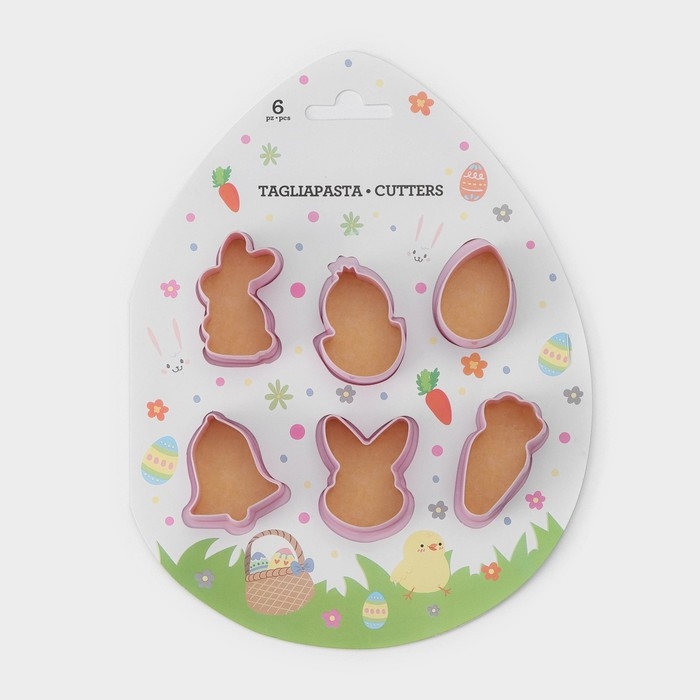 Набор форм для печенья Доляна &laquo;Пасхальный&raquo;, 6 шт, 8&times;7&times;2 см, цвет розовый