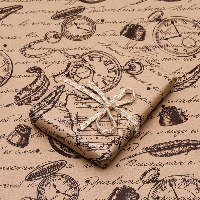 Бумага упаковочная, крафт Бумага упаковочная, крафт "Путешествие", 70 х 100 см, 1 лист